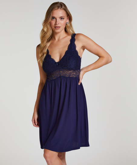 Vestido lencero Nora Lace, Azul
