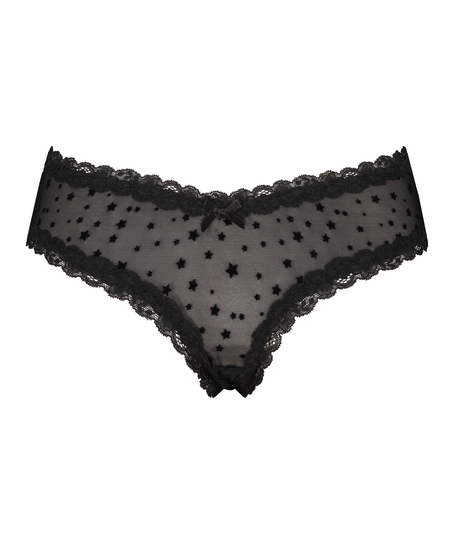 Brasileña en forma de V burn-out mesh, Negro