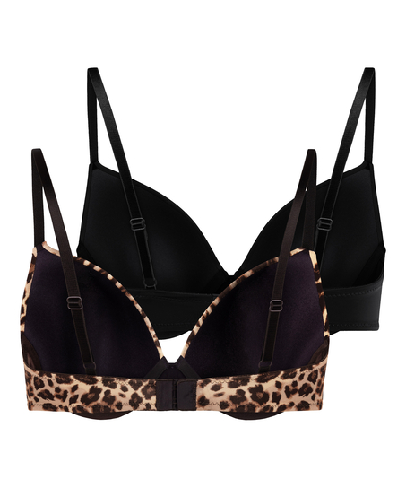 Paquete de 2 sujetadores de aros preformados, Negro