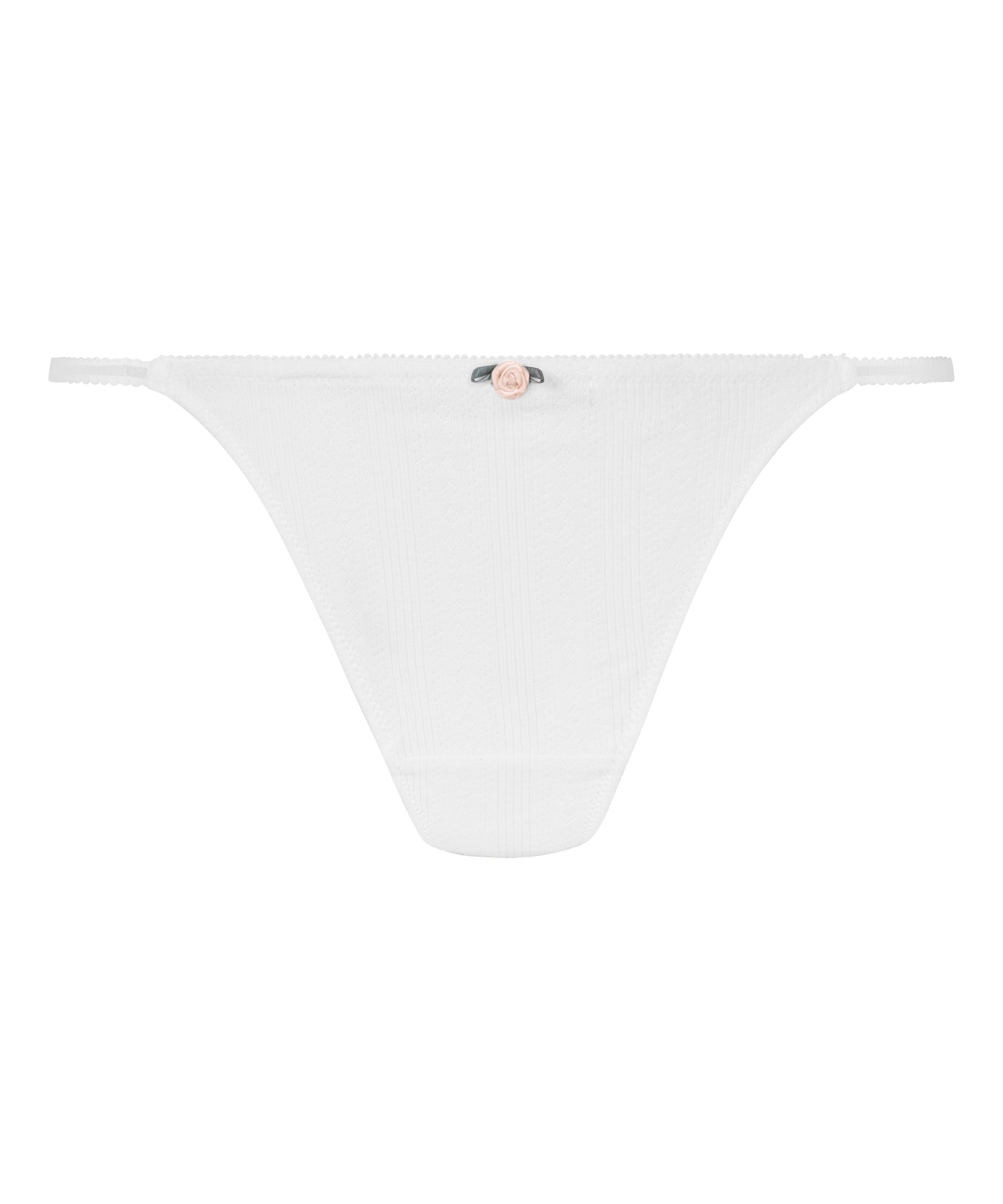 Tanga Pointelle, Blanco, main