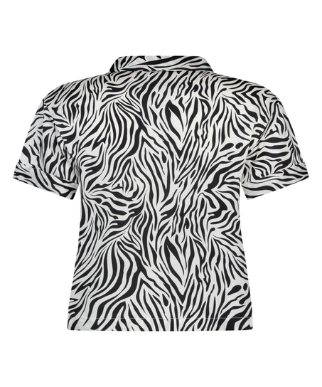 Chaqueta de manga corta de satén, Blanco