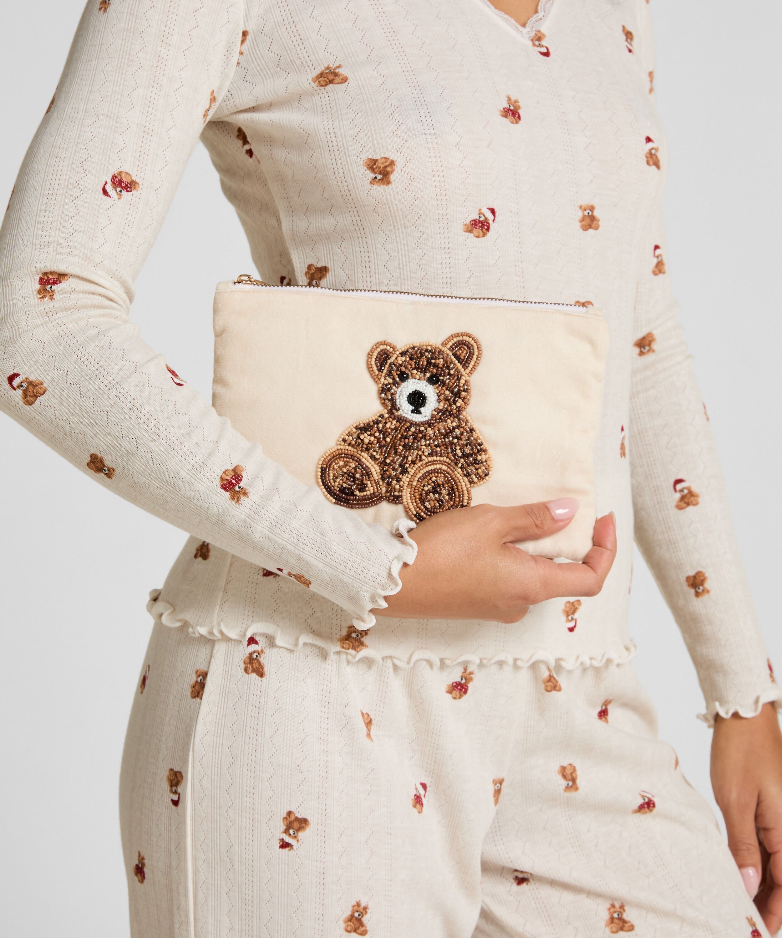 Bolsa de cuentas de oso, Beige