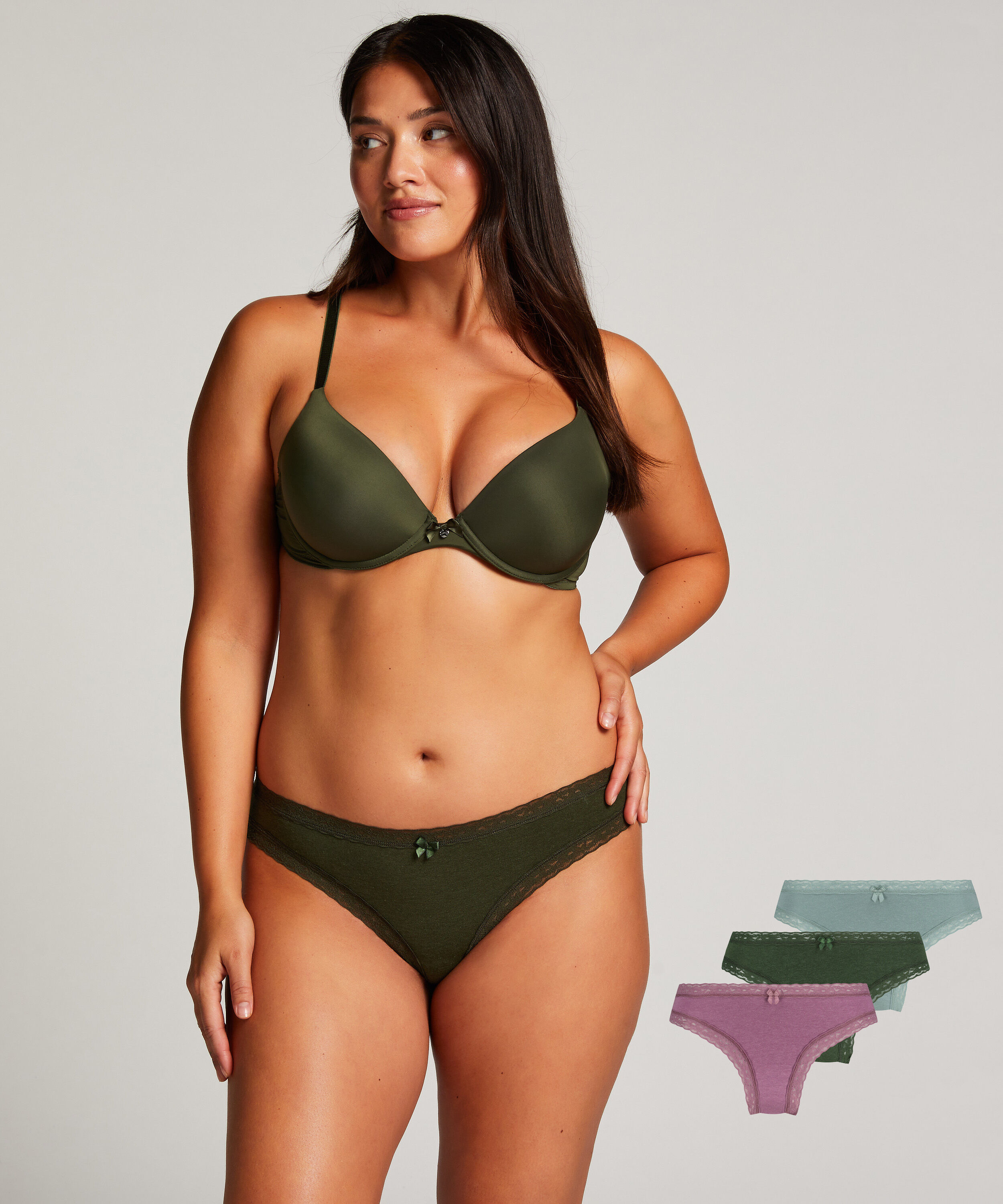 Lote de 3 braguitas brasile&ntilde;as Classics, Verde