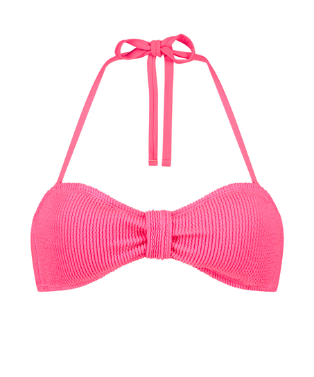 Top de bikini bandeau Crinkle, Rosa