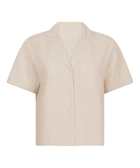 Top a rayas de algodón Jacket, Beige