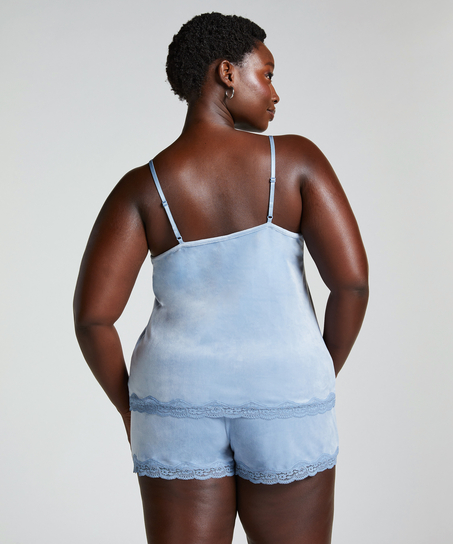 Pantalón corto de terciopelo y encaje, Azul