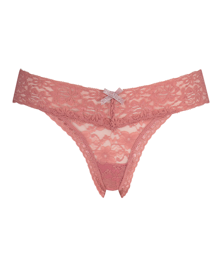 Tanga de corte ultra bajo en forma de V, Rosa