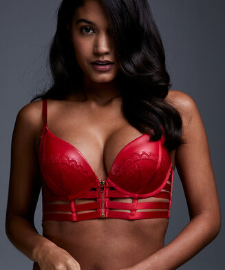 Sujetador push-up de aros preformado longline Kennedy, Rojo