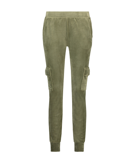 Pantal&oacute;n para correr de terciopelo Cargo, Verde