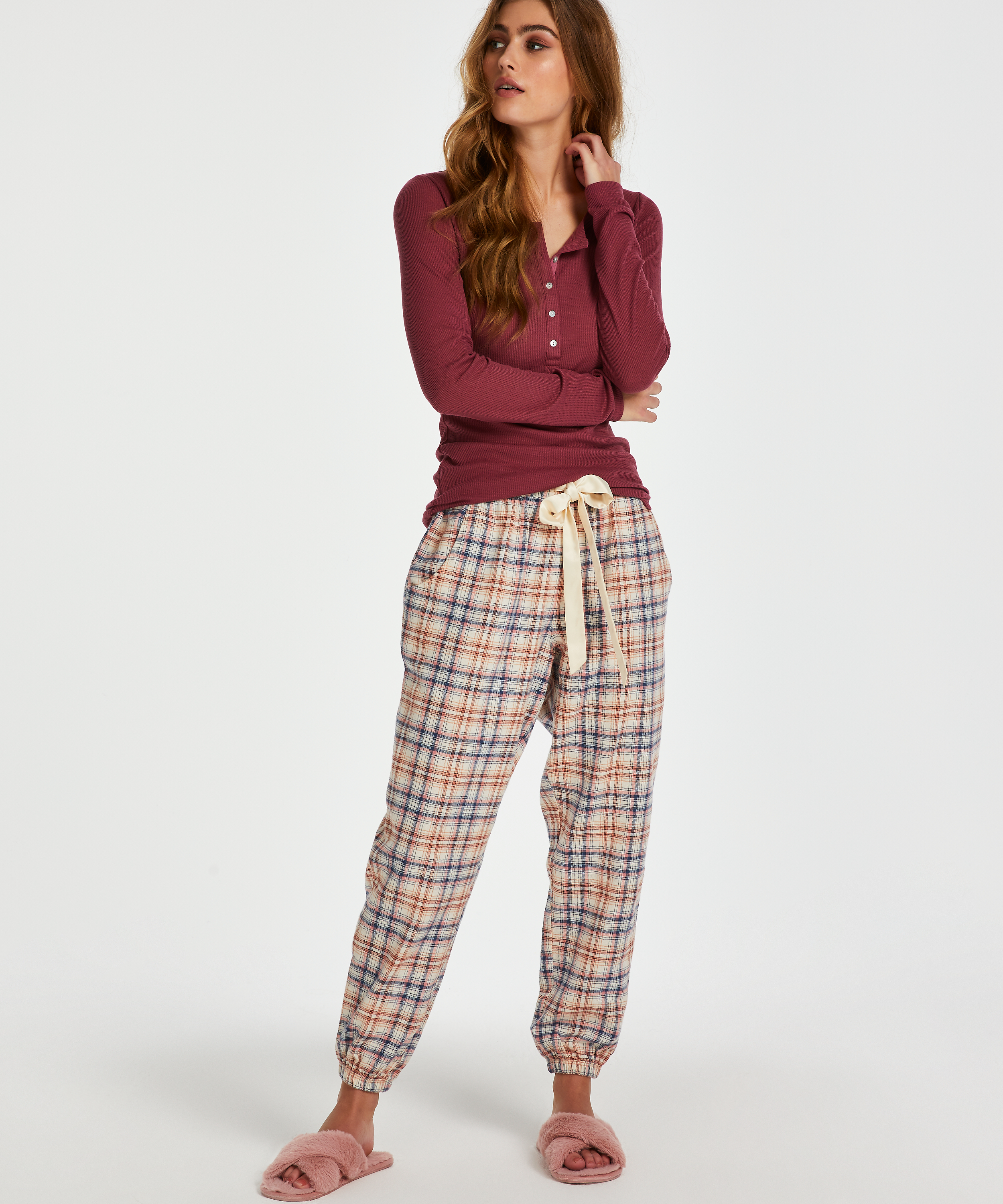 Petite Pantal&oacute;n de pijama Twill Check, Beige, main