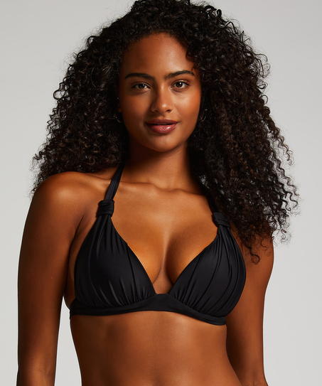 Top de bikini triangular Luxe, Negro