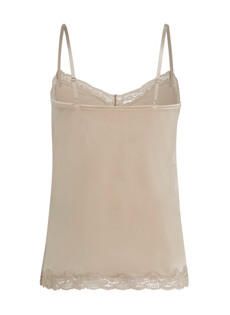 Camiseta top Velours Lace, Beige
