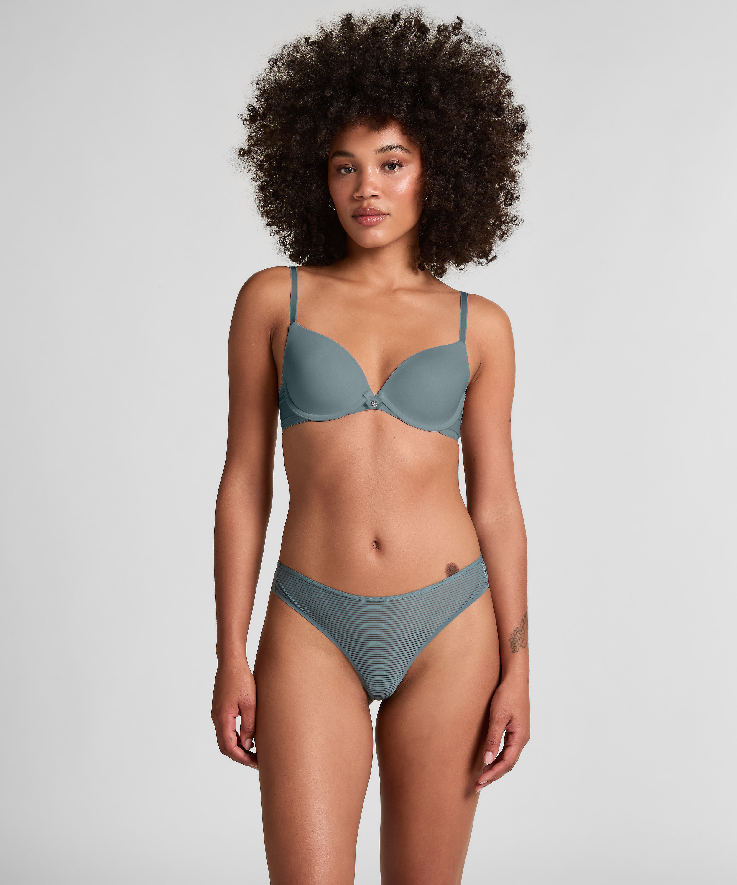 Tanga invisible Stripe mesh, Gris, main