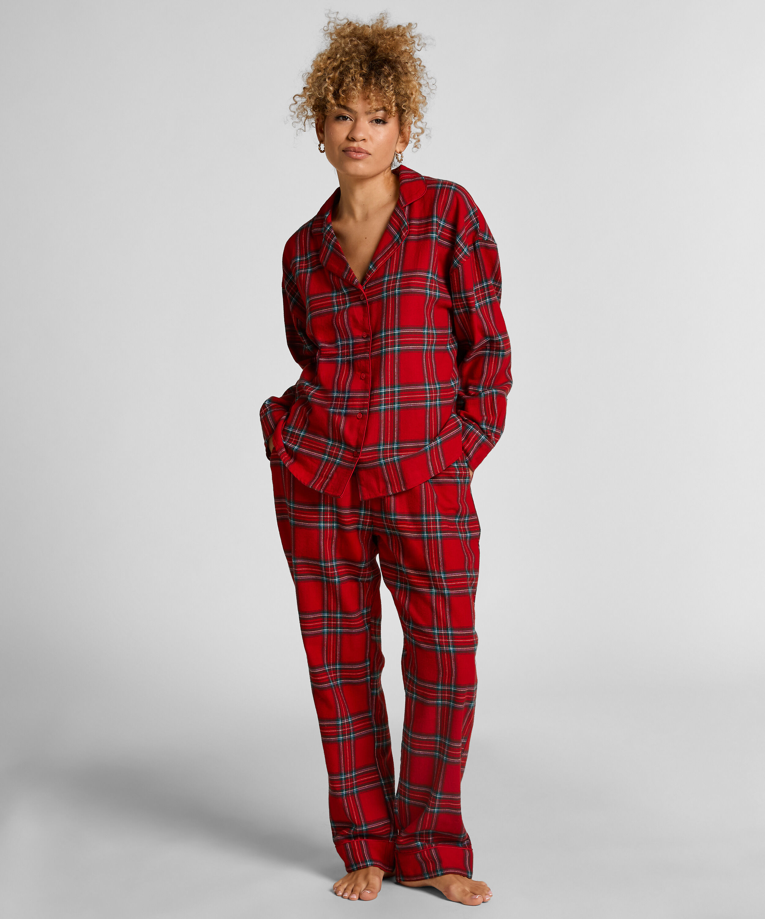Petite pantalones de pijama de franela, Rojo