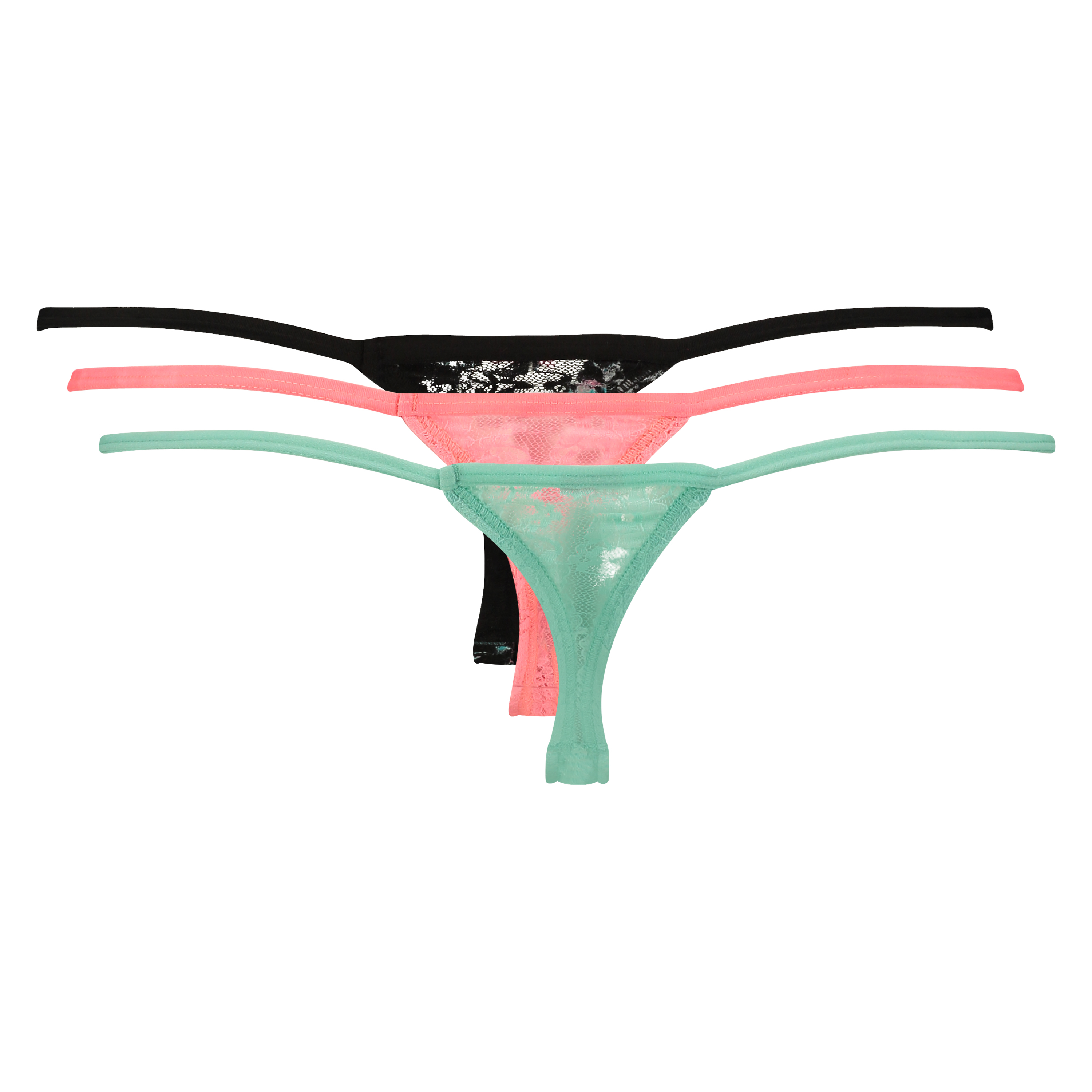 3-pack tangas lace, Azul, main