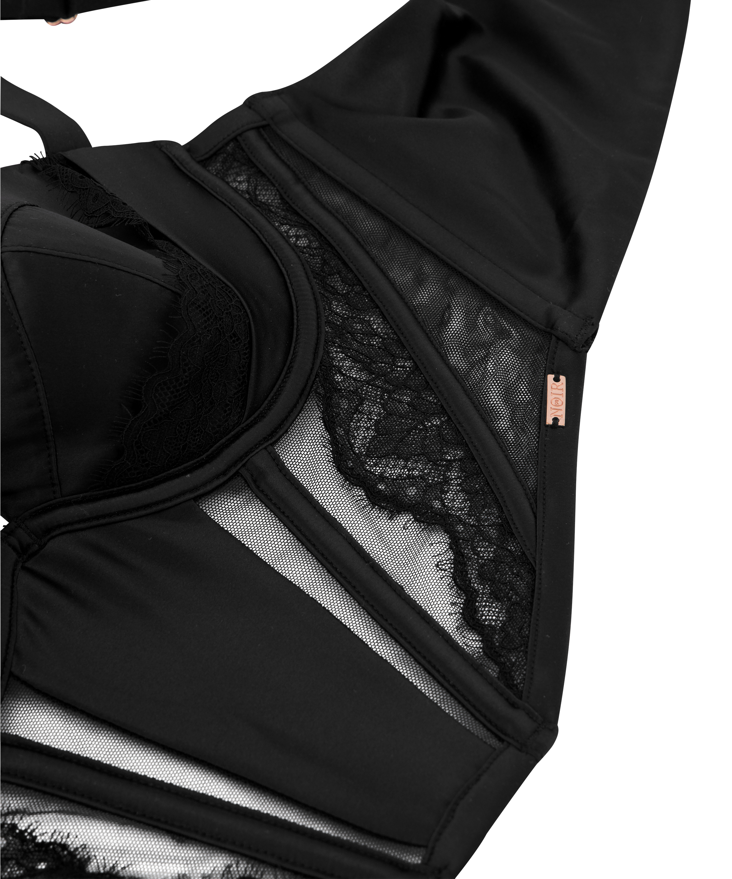 Sujetador preformado longline con aros Nicole, Negro, main