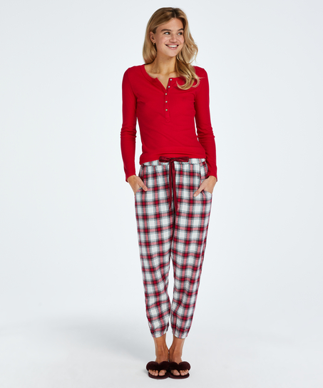 Pantal&oacute;n de pijama Petite Twill Check, Rojo