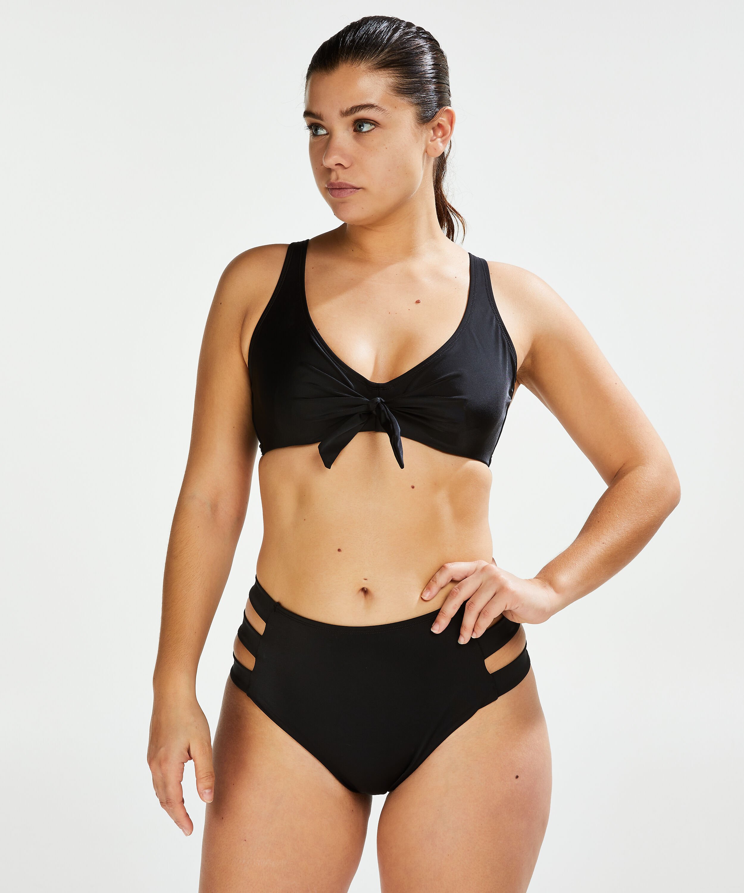 Braguita de bikini de corte alto Sunset Dream, Negro
