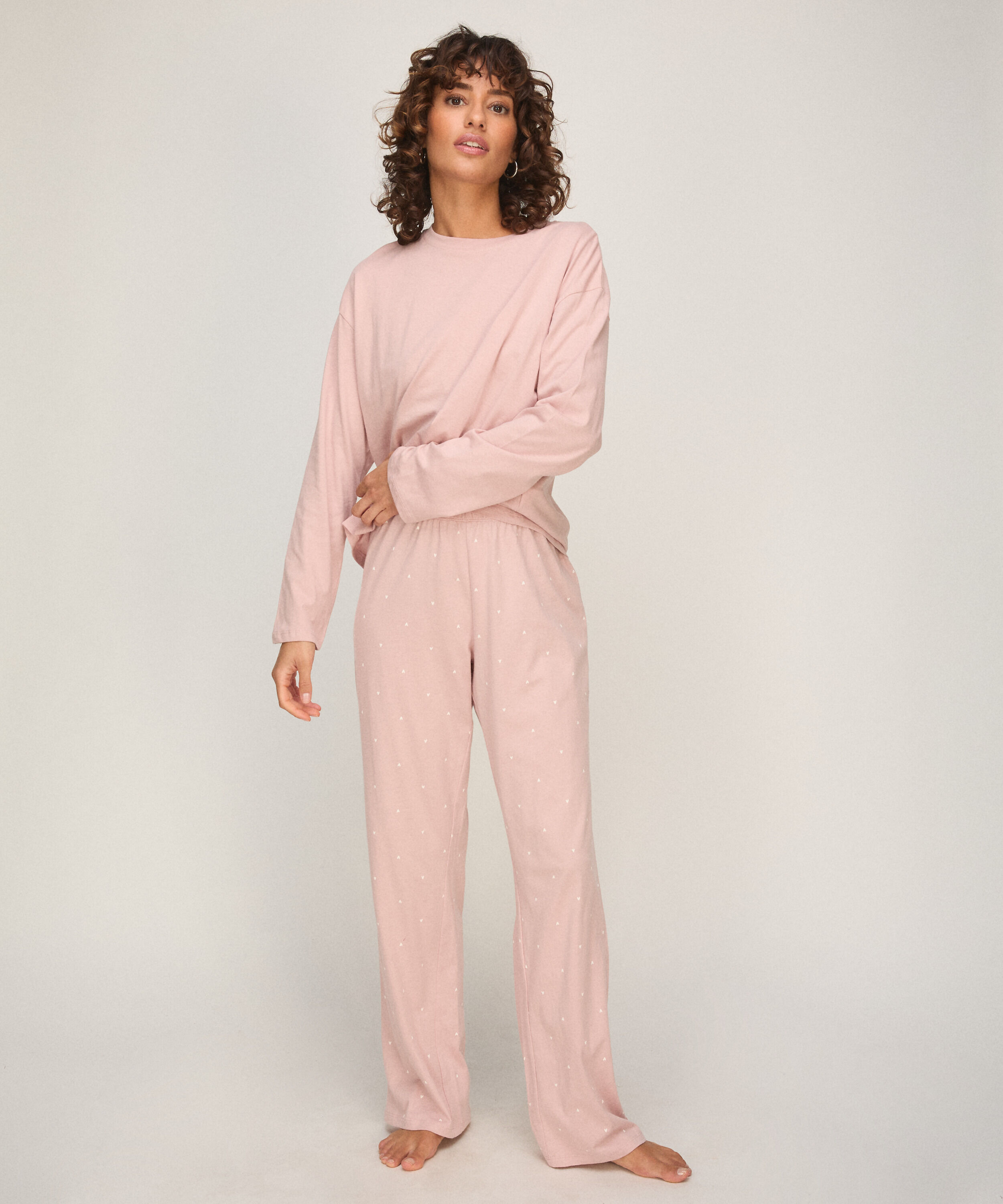 Conjunto de pijama de punto de algodón, Rosa