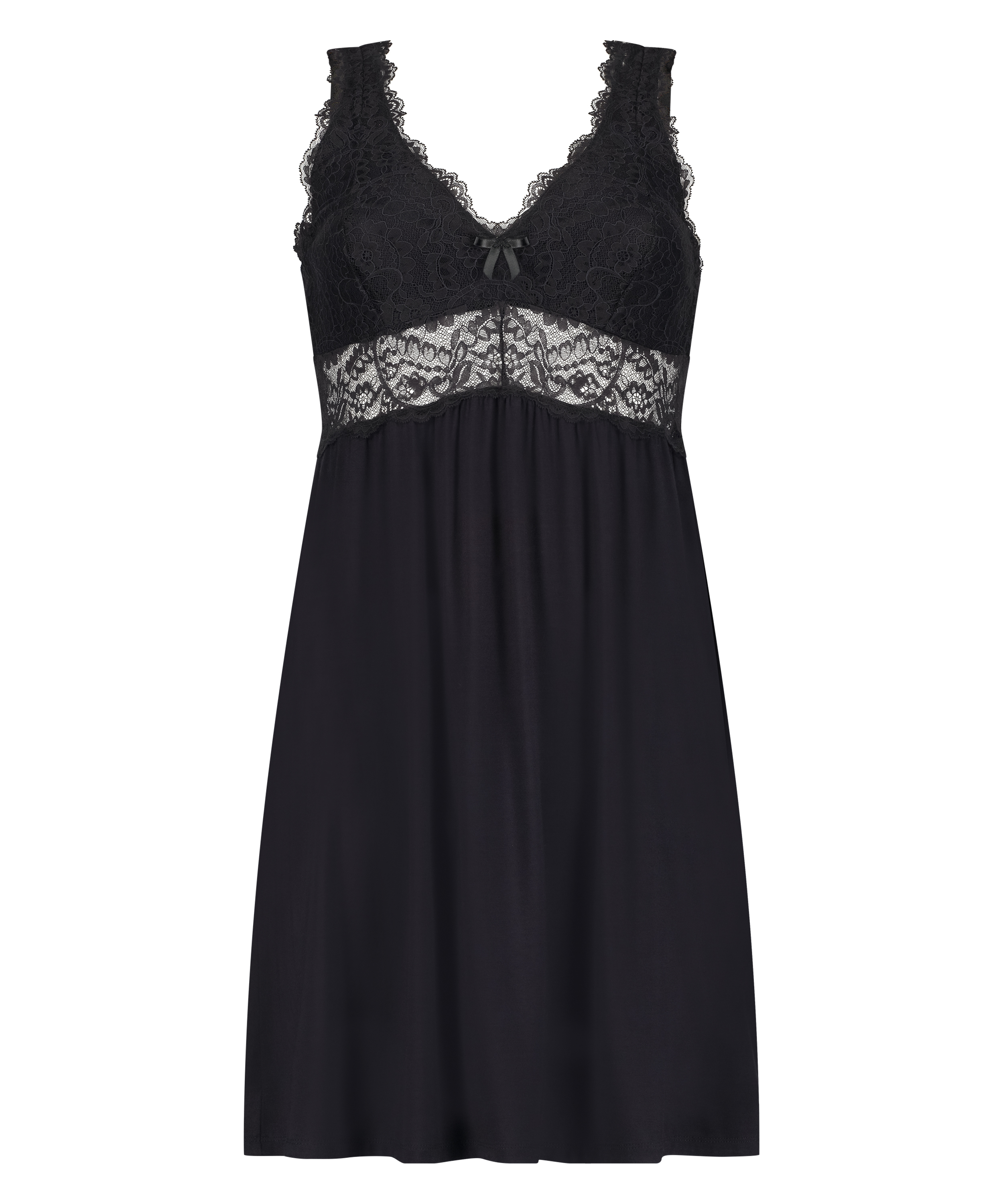Vestido lencero Nora Lace, Negro, main