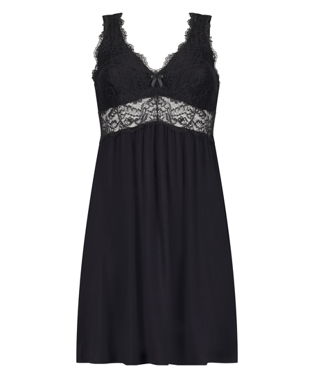 Vestido lencero Nora Lace, Negro