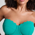 Top de bikini con aros, sin tiras y acolchado Scallop Copa E +, Verde