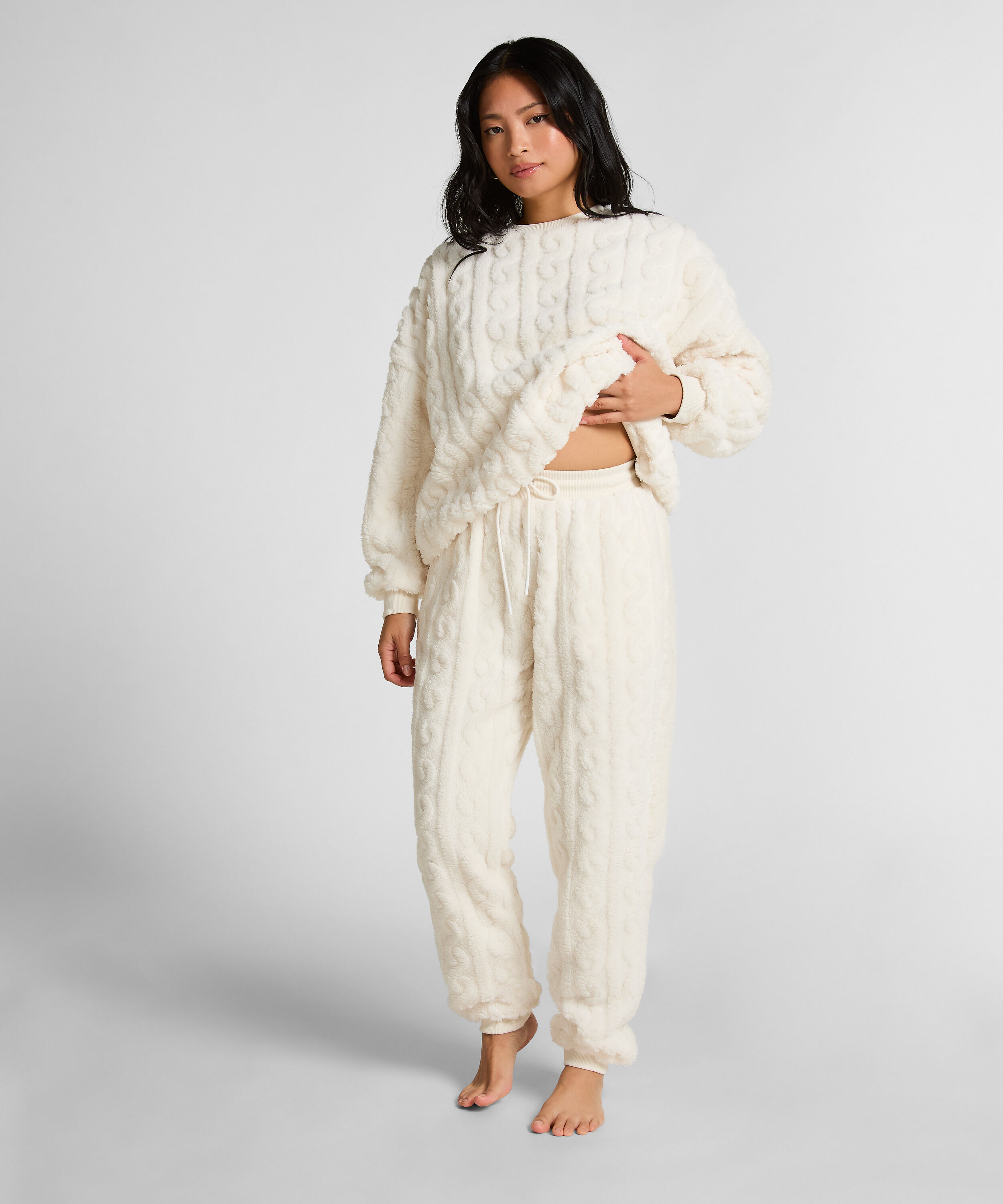 Pantalón de chándal de ochos polar, Blanco