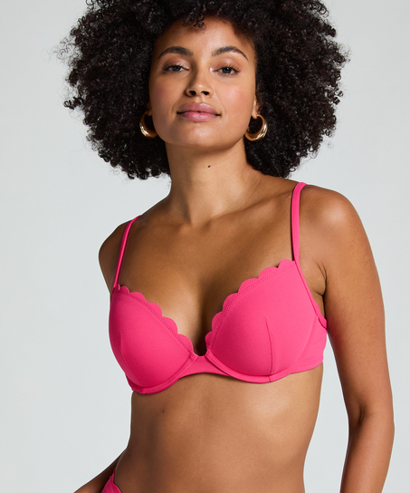 Top de bikini preformado con efecto realce Scallop Copa A - E, Rosa