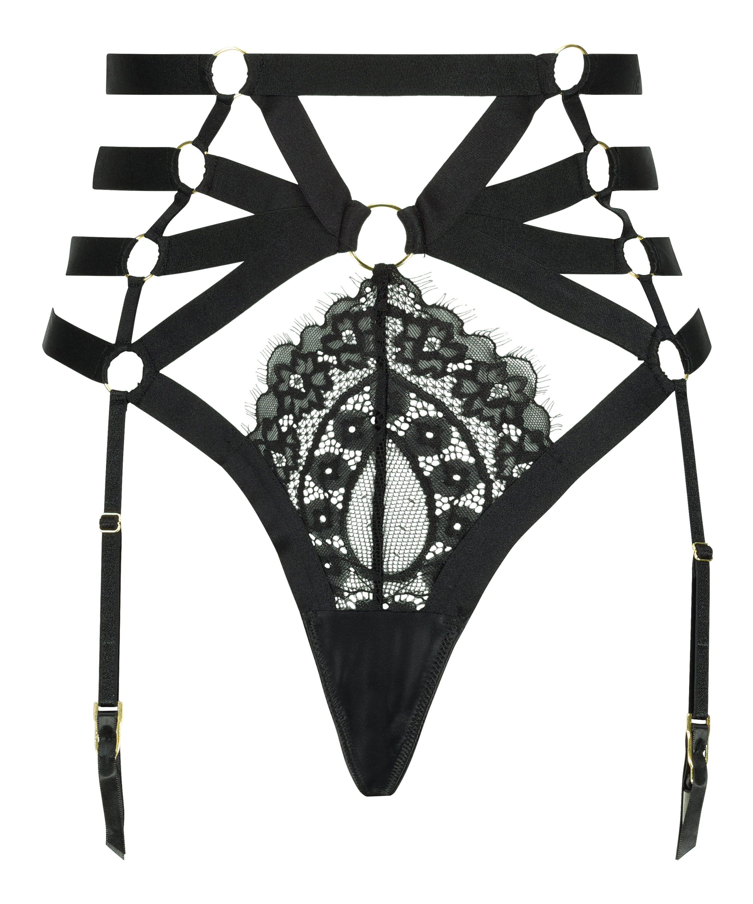 Tanga de tiro alto Femme, Negro, main