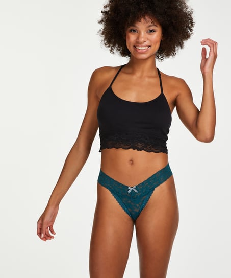 Tanga floral encaje, Azul
