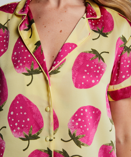 Chaqueta de manga corta de sat&eacute;n, Amarillo