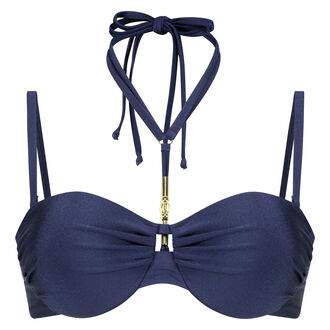 Top de bikini preformado push-up sin tirantes Rhapsody Copa A - E, Azul