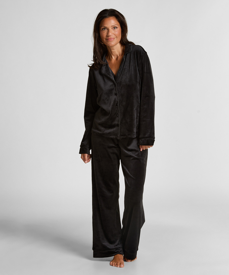 Chaqueta de terciopelo de manga larga, Negro