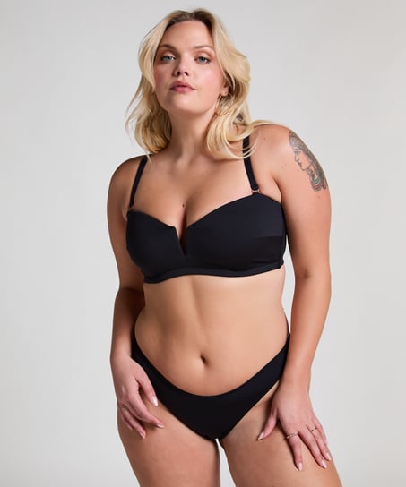 Braguita de bikini de tiro alto de neopreno, Negro