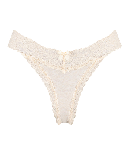 Tanga extrabajo de algodón, Beige