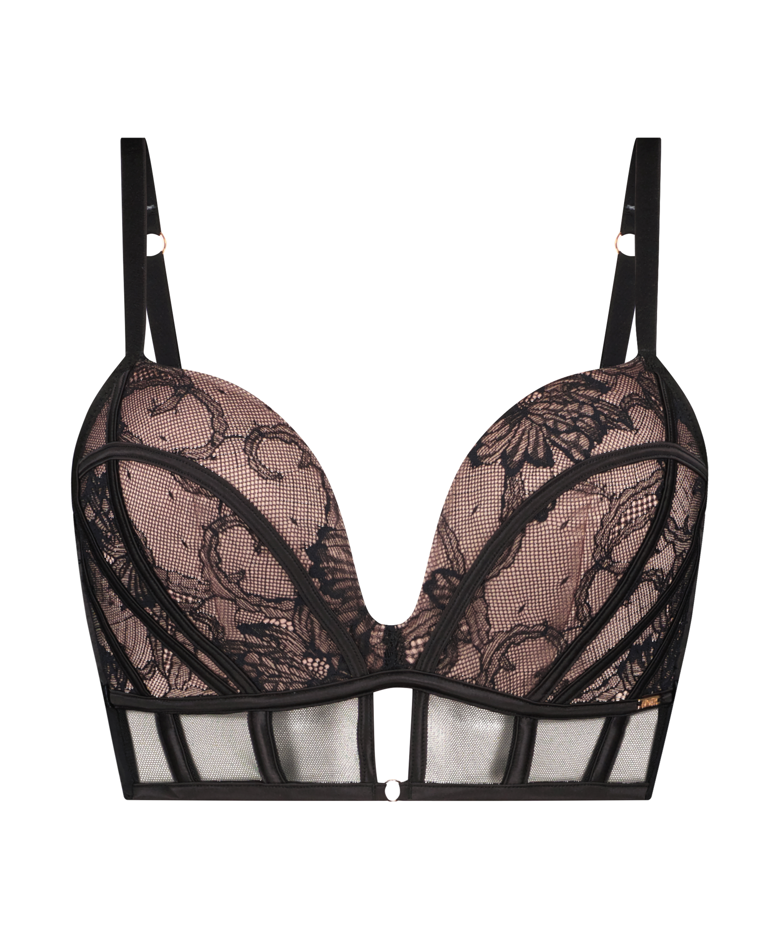 Sujetador push-up longline sin aros y relleno Magdalena, Negro, main