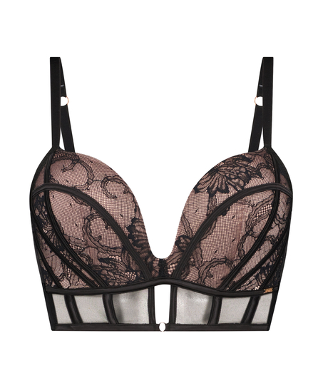 Sujetador push-up longline sin aros y relleno Magdalena, Negro