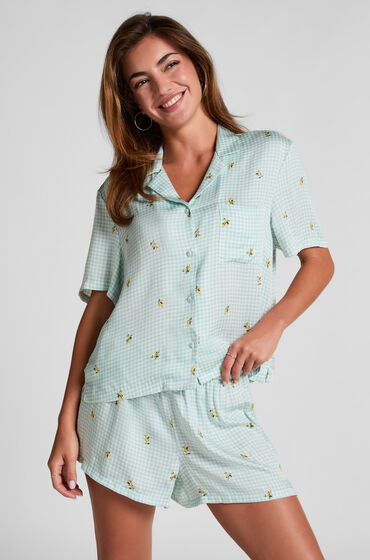 Hunkemöller Shorts de viscosa con estampado de cuadros Verde