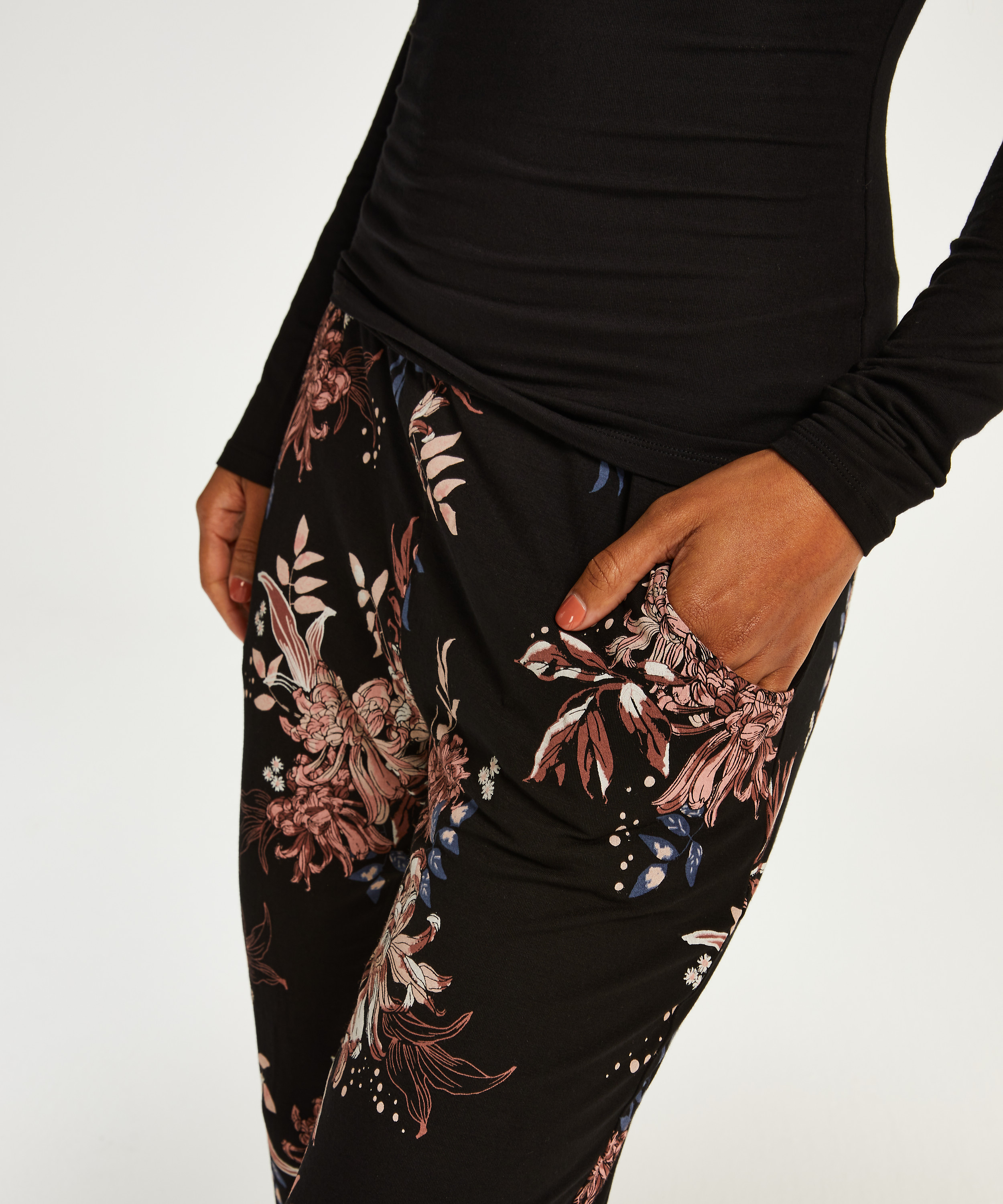 Conjunto de pijama de manga larga Dahila, Negro, main