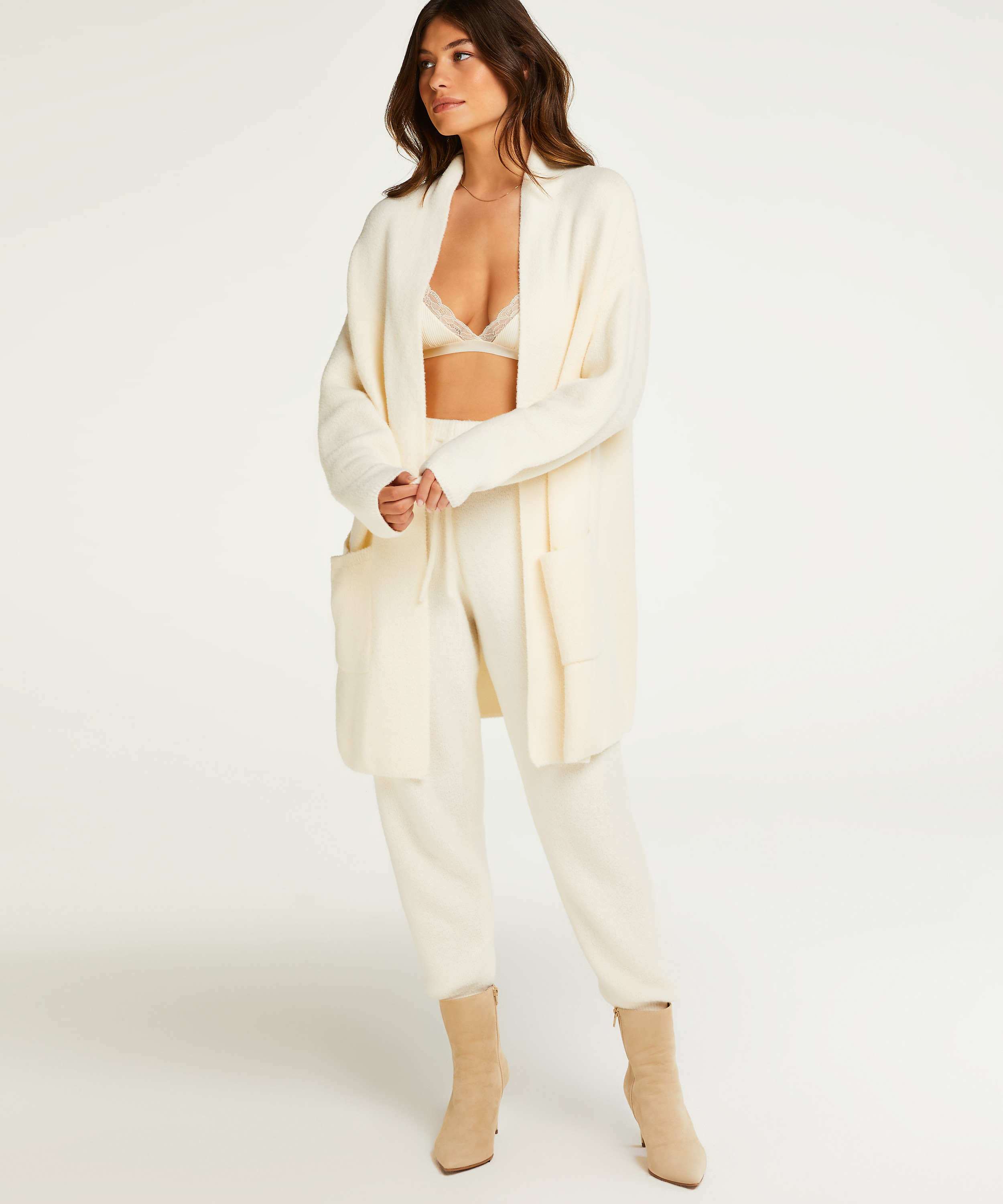 Premium C&aacute;rdigan largo Fluffy, Blanco, main