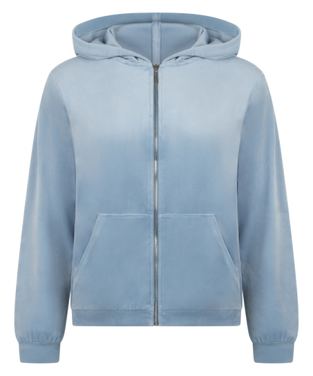 Chaqueta con capucha de terciopelo, Azul