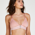 Bralette triangular preformada de algodón Casey, Rosa