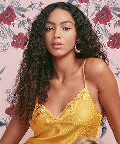 Top satinado Lace, Amarillo