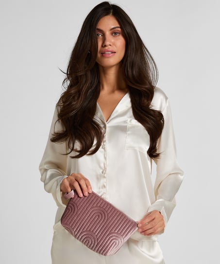 Neceser de maquillaje de terciopelo peque&ntilde;o, Morado