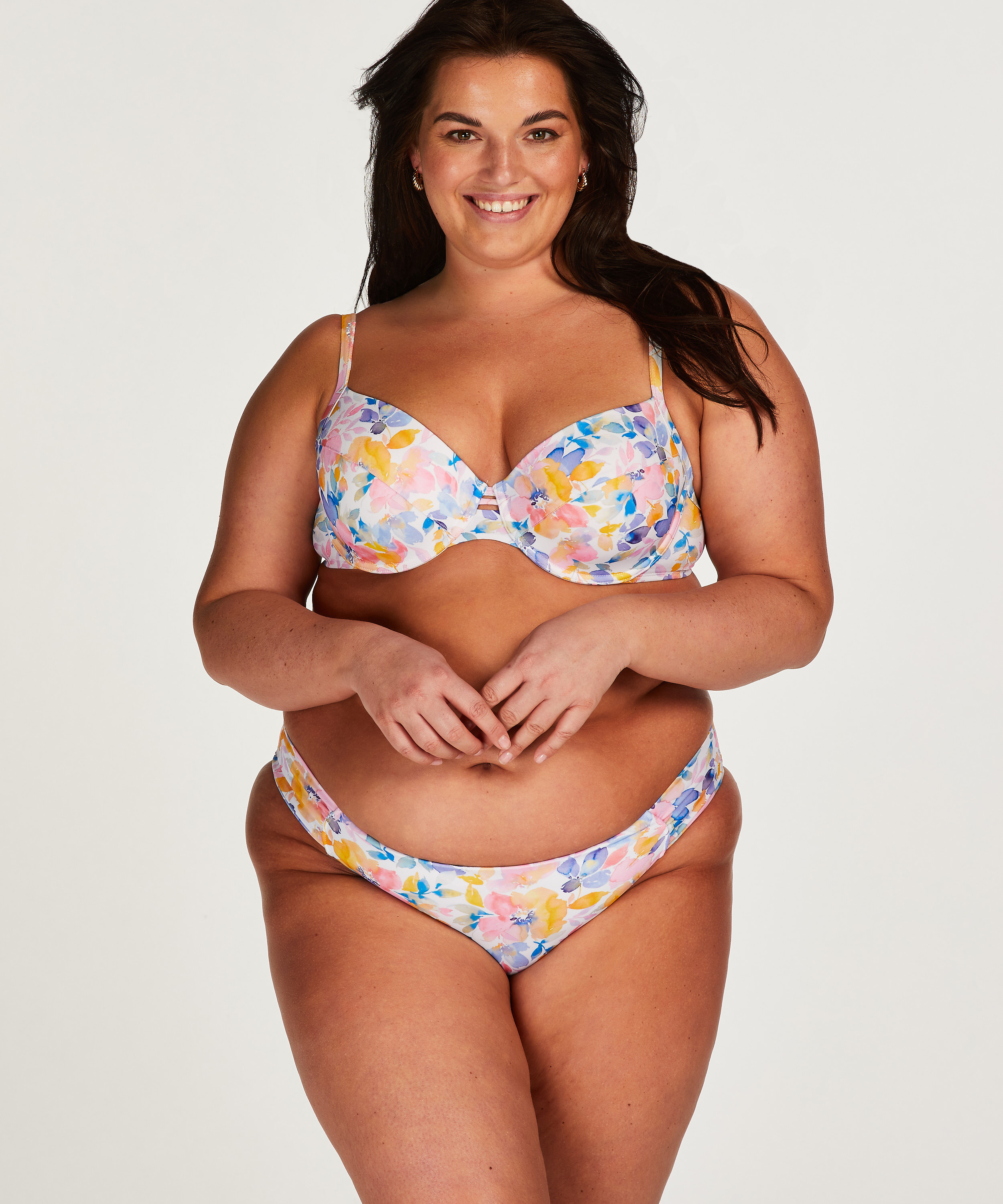 Top de bikini acolchado con aros Palma, Blanco, main