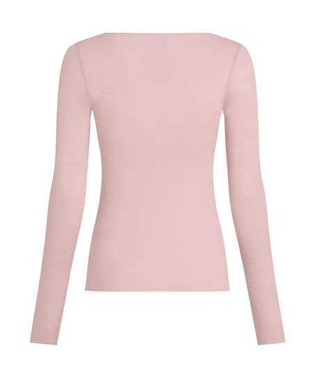 Camiseta super suave de cachemir con escote barco, Rosa