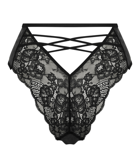 Brasileña con entrepierna abierta de cintura alta Melissa, Negro