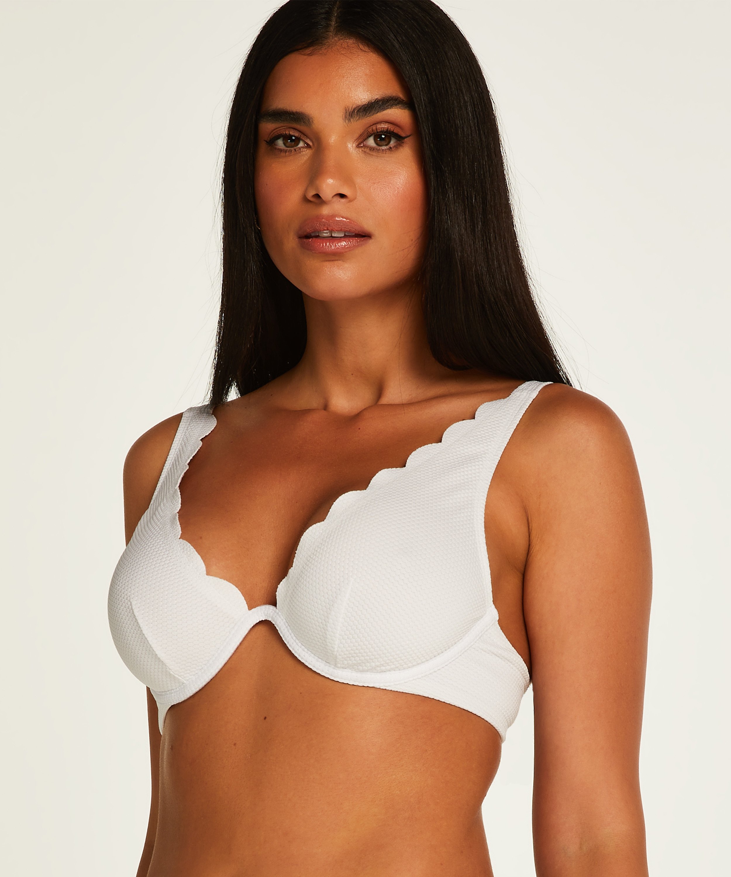 Top de bikini de aros no preformado Scallop, Blanco, main