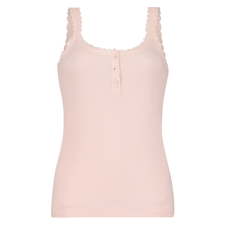 Singlet top cami rib lace, Rosa