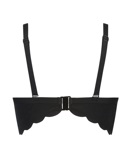 Top de bikini con aros preformado Scallop, Negro